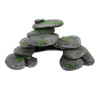 Toyvian Tortoise Basking Platform and Hiding Shelter with Cobblestone Design Resin Craft, Decorative Turtle Ramp and Fish Tank Ornament for Reptile Habitat