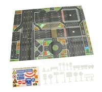 Toyvian Traffic Scene with Miniature Barricade Signs and City Road Map Playmat Educational Traffic Rule Learning Game Mat for Boys Safe Teaching Kit