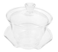 Toyvian Transparent Glass Gaiwan Tea Cup for Brewing Flower and Tea Multi-Function Chinese Style Teaware for Home Office and Special Occasions with Elegant Vintage Design