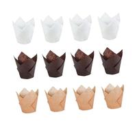 Toyvian Tulip Cake Packing Cups Greaseproof Muffin Liners Baking Wrappers for Cupcakes Muffins Cakes in White Natural Food-Grade Paper for Parties Weddings Birthdays