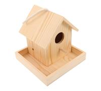 Toyvian Unfinished Wooden Small Bird House for Backyard and Outdoor Use Easy Installation Rustic Box Shelter for Small Bird Species and Swallows Decorative Khaki Birdhouse