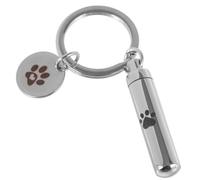 Toyvian Urn Keychain for Pet Ashes Keepsake Stainless Steel Dog Cremation Urn Pendant Cylindrical Design Paw Prints for Memorial Key Chain Decor