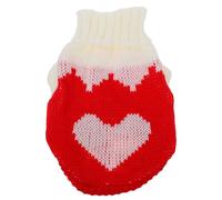 Toyvian Valentine’s Day Knitted Dog Sweater Heart Pattern Small Red and White Winter Jumper Pet Comfort Clothes for Small Dogs and Kittens