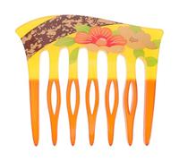Toyvian Vintage Acrylic Hair Side Comb for Women with Elegant Floral Print, U Shaped 7-tooth Design, Gentle the Scalp and Versatile Fashion Accessory for Wedding and Tea Ceremonies