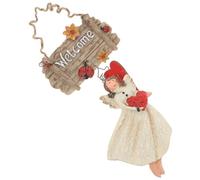 Toyvian Vintage American Style Christmas Angel Resin Hanging Ornament with Red Heart Intricate Detailing Holiday Tree Angels Decor Protective Welcome Pendant for Xmas Tree Door Decoration