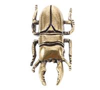 Toyvian Vintage Brass Beetle Figurine Solid Miniature Insect Sculpture for Home Office Decor Unique Tea Pet Collectible Gift for Wealth and Property Enhancement