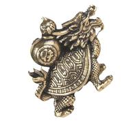 Toyvian Vintage Brass Dragon Turtle Figurine Retro Tabletop Ornament Sturdy Craft Decor for Indoor Desktop Creative Miniature Statue for Home Office Display