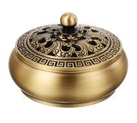 Toyvian Vintage Copper Incense Burner with Damaskeen Water Ripple Pattern Multi-function Censer Base for Incense Sticks and Cones Home Decor Ornament for Meditation Yoga Office and Study