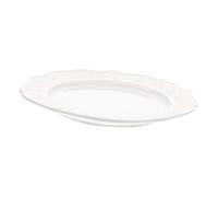 Toyvian Vintage Embossed Ceramic Dinner Plate White Household Dish for Salad Fruit Dessert with Splash-Resistant Depth Material for Home Restaurant Party Use