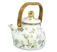 Toyvian Vintage Enamel Teapot with Strainer Stovetop Water Kettle for Loose-Leaf Tea Brewing Induction-Compatible Japanese Style Tea Pot for Party and Everyday Use