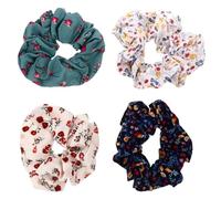 Toyvian Vintage Floral Hair Ropes Elastic Ponytail Holder Not Easy to Fall 4pcs Fabric Material with Stretchy Design Random Color for Women for Everyday Wear and Dancing