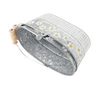 Toyvian Vintage Flower Bucket 2Pcs with Embossed Daisy Pattern, Iron Material Flower Arrangement Containers for Office and Garden Party