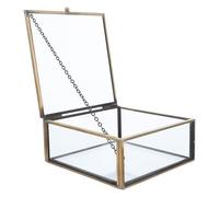 Toyvian Vintage for Rectangle Glass Box Jewelry with Frame Alloy Storage Case and Spacious Interior Decorative Piece f Or Organiser Vanity Cosmetics Bedroom