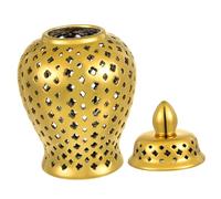 Toyvian Vintage Hollow Out Ceramic Ginger Jar Vase for Flower Arrangement Display Vase for Home Decor Balcony Wedding Creative Retro Style