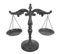 Toyvian Vintage Iron Balance Scale Sculpture, Libra Jewelry Display Tray with Justice Symbol, Rustic Farmhouse Centerpiece for Lawyer Office and Ceremony Table Decor