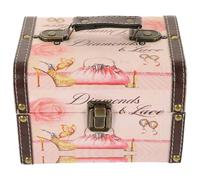 Toyvian Vintage Jewelry Case Treasure Box Organizer Pu and Wood Antique Appearance Easy to Open Or Close Decorative Effect Unique Retro Design for Decoration on A Dresser