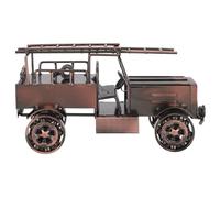 Toyvian Vintage Metal Fire Engine Model Antique Diecast Firefighting Vehicle Decor Retro Fire Truck Desktop Ornament for Home Shelf and Party Decoration