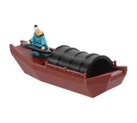 Toyvian Vintage Miniature Chinese Boat Model with Old Man Figurine Playing Piano Handpolished Micro Landscape Decoration for Cabinet Stable Base Traditional Zen Garden Dollhouse Accessory