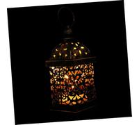 Toyvian Vintage Moroccan Metal Candle Lantern Decorative Home Accent for Indoor Outdoor Use Hollow Carved Design Enhances Ambiance for Weddings Ramadan Parties and Table Centerpiece