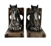 Toyvian Vintage Resin Horse Head Bookends Pair, Office Desktop Book Stopper and Fixator, Rustic Home Decor Ornament for Bookshelf and Study Room