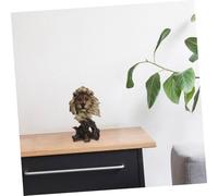 Toyvian Vintage Resin Lion Head Sculpture Wild Animal Bust Statue Handmade Craft Decor for Entryway Living Wall Display