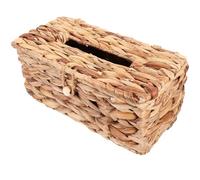 Toyvian Vintage Seaweed Desktop Tissue Box Holder, Decorative Napkin Storage Container for Living Room and Bedroom, Practical Light Yellow Woven Tissue Organizer