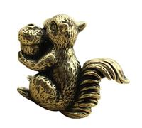 Toyvian Vintage Solid Copper Squirrel Figurine Desktop Decor Ornamental Statue for Home Office Tabletop Decoration