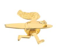 Toyvian Vintage Surfing Girl Lapel Pin in Golden Alloy with Smooth Surfboard Design, Compact and Secure Attachment for Coat Jackets, for Summer Seaside Brooch Gatherings