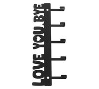 Toyvian Wall Key Holder with 5 Hooks, Multi-Functional Iron Organizer for Office and Entryway, Easy to Mount with Screws Hardware, Featuring Love You Bye Design