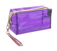 Toyvian Waterproof Octagonal PVC Travel Toiletry Bag Purple, Multi-Purpose Cosmetic Pouch with Zipper for Makeup Storage and Cosmetics Organizing on The Go