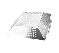 Toyvian Wear Resistant Stainless Steel BBQ Pan Square Grill Tray Multi Function Cooking Surface for Steak Meat Vegetables Fish Shrimp Easy to Clean Heat Resistant Grill Topper for Outdoor