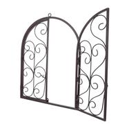 Toyvian Weatherproof Arched Window Frame Wall Decor Rustic Faux Louvered Pane with Iron Craft Farmhouse Style for Garden Patio Entryway Living Outdoor Resistant Decorative Accent