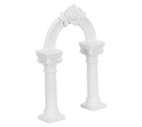 Toyvian White Plastic Miniature Archway Model with Roman Pillars, Compact Design and Versatile Display for Collectible Mini Architecture and Miniature Wedding Arch Prop