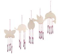 Toyvian Wind Chime Kit for Kids - DIY Wooden Craft Kit with for Creative Group Activities and Classroom Fun 5.6X4 Inch