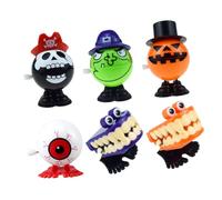 Toyvian Wind-Up Jumping Set 6Pcs Halloween Christmas for Including Orange Teeth, Pumpkin, Pirate Head, Witch Eyeball - Fun Trick Treat Walking for