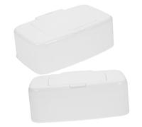 Toyvian Wipes Dispenser Tissue Storage Box Portable 2pcs Refillable White with Lid, Pp Material Compact Wipe Container and Travel Can be Put in Diaper Bag, for Back to School Party