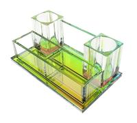 Toyvian Wireless Desktop Microphone Stand Dual Slot Crystal Base Stable Mic Holder for Home Office Ktv Tabletop Microphone Bracket