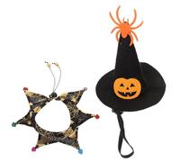 Toyvian Witch Hat Comfortable Breathable Polyester for Small Dogs and Cats Cat Product Core Word Halloween Adjustable Collar Set Pet Costume Accessory for Party and Halloween