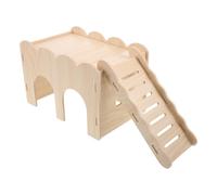 Toyvian Wood Hamster House with Ladder and Platform, Lavender Castle Design Hideout for Gerbil and Small Animals, Easy Cleaning and Space-saving Wooden Pet Shelter for Cage and Enclosure