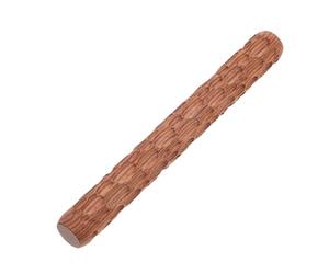 Toyvian Wood Hand Roller for Pottery DIY Decorative Prints Brown