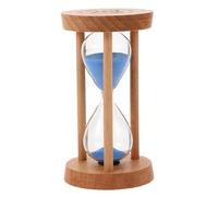 Toyvian Wood Sandglass Timer Blue Sand 5-Minute Hourglass for ’S Bathroom and Classroom Toothbrushing, Mini Creative Sand Timer for Home Desk 5X9Cm