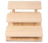 Toyvian Wooden 3-tier Display Shelf Stand for Action Figures Dolls Jewelry and Glasses Holder Multi-purpose Collectible Figurine Display Rack for Home and Craft Fair Use