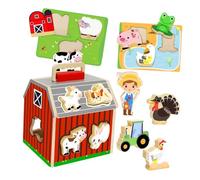 Toyvian Wooden Barn Puzzle Montessori for Preschoolers Glue Assembly Brain Teaser for Sustainable Wood Construction Enhances Hand Eye Coordination and Cognitive Skills Family Bonding