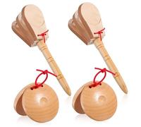 Toyvian Wooden Castanets Percussion Instrument Hand Clapper Music Toy for Babies Early Education 4pcs Set (2 Castanets 2 Round Castanets)