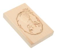 Toyvian Wooden Christmas Cookie Mold Reindeer Press Biscuit Stamp 13x8x2cm Carved Baking Tool for Holiday Pastry Decoration