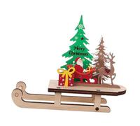 Toyvian Wooden Christmas Sleigh Figurine Festive Elk Santa Claus Sculpture for Holiday Desktop Decor Xmas Party Winter Celebrations Charming Christmas Decoration