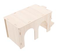 Toyvian Wooden Double Door Hideout for Guinea Pigs Hamster Houses Ramp Pet Hideouts for Boredom Breaker