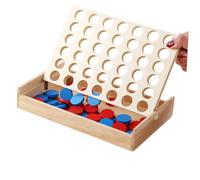 Toyvian Wooden Four Row Board Game Interactive Brain Teaser for Adults Family Fun Educational Logical Thinking Game