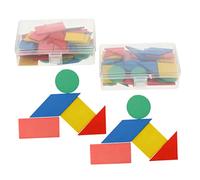 Toyvian Wooden Geometry Shape Puzzle Set for Boys and Girls 50-Piece Educational Jigsaw Toy Squares Rectangles Circles and Triangles Develops Math Skills and Hand-Eye Coordination
