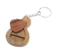 Toyvian Wooden Guitar Plectrum Key Ring with Comfortable Synthetic Material Storage Holder Creative Guitar Shape Design